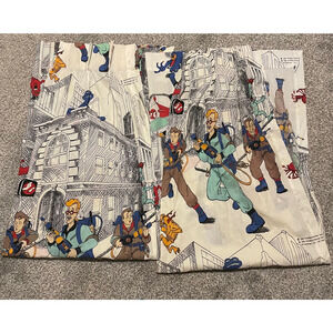 Vintage 1986 Original Ghostbusters Curtain Set 2 Columbia Pictures 60”L x 26”W
